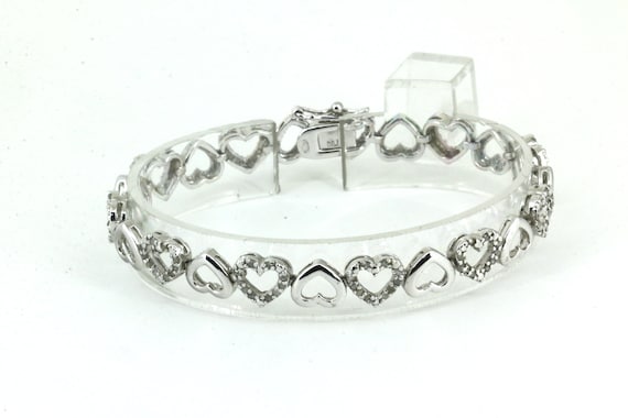 ヴィンテージ 天然ダイヤモンド ハートリンク DBJ テニスブレスレット