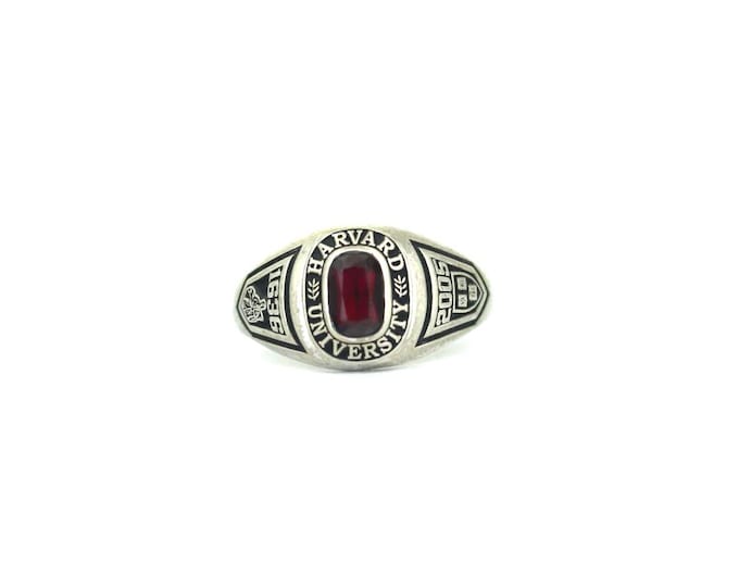 Vintage Harvard University w/ Simulated Red Garnet Stone 2005 Statement Ring 925 Sterling RG 340