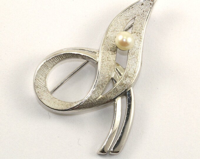 Vintage MC Signed Modernist Modern Loop Pin/Brooch 925 Sterling BB 131