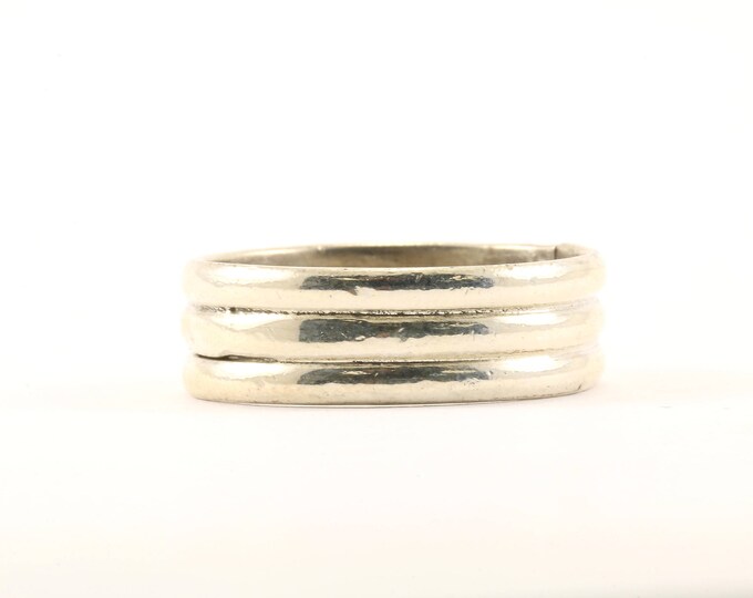 Vintage Mexico Ribbed Design Band Ring 925 Sterling RG 1801