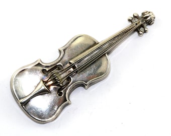 Vintage Beau Sterling Violin Brooch 925 Sterling BB 015