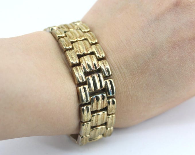 Vintage Italy 7 In Watch Band Gold Plate Bracelet Sterling 925  Silver BR 3614
