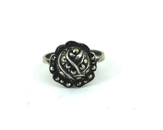 Vintage Judith Jack Marcasite Sterling Silver Ring Size 7 RG 420