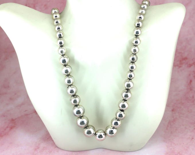 Vintage 23 inch Ball Beaded Necklace Sterling Silver NC 011