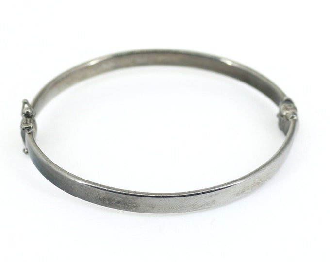 Vintage Chrome Black Plated Classic Design Bangle Bracelet  925 Sterling BR 3470