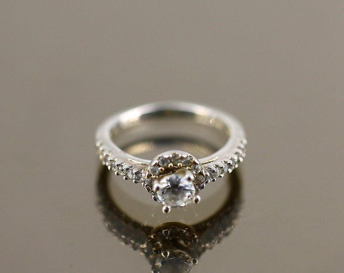 Vintage Round Circle Design White CZ Crystal Women's Ring 925 Sterling Silver Size 6 RG 4350