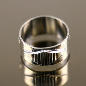 Vintage Size 11 Rhombus Lines Geometry Tribal Bali Design Band Ring 925 Sterling Silver RG 2818