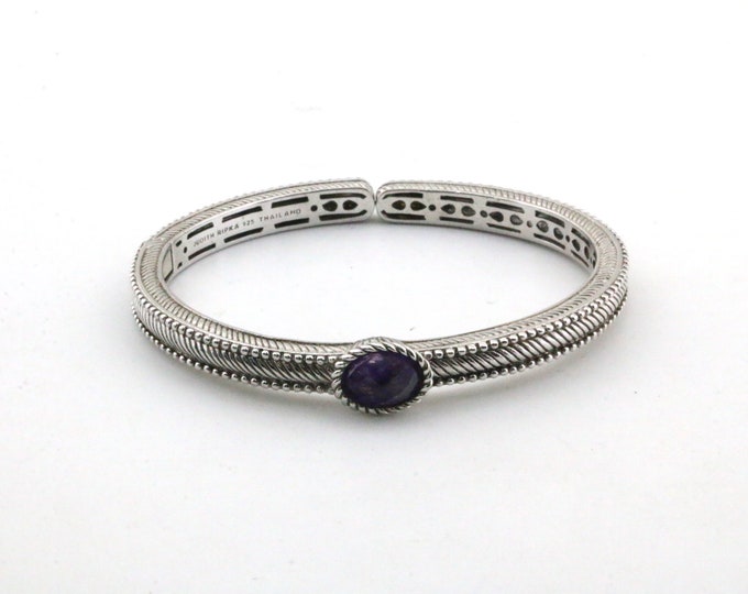 Vintage Judith Ripka  Amethyst Bangle Bracelet |  Sterling Silver 925 | BR 1930