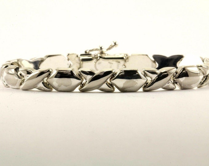 Vintage Italy Cross Design Link  Bracelet 925 Sterling Br 2655(123720997148)