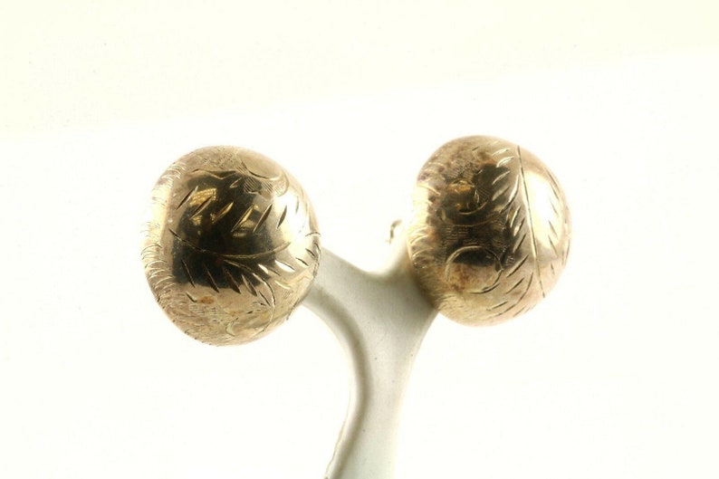 Vintage Bead Button Floral Design Stud Earrings 925 Sterling Silver Er 822