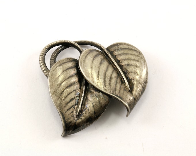 Vintage Leaf Design SK Signed Pin/Brooch 925 Sterling BB 165-E