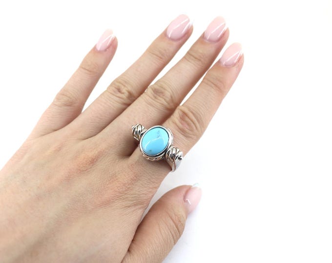 Vintage Size 3 Two Types Black Onyx & Turquoise Design Ring 925 Sterling Silver RG 4537