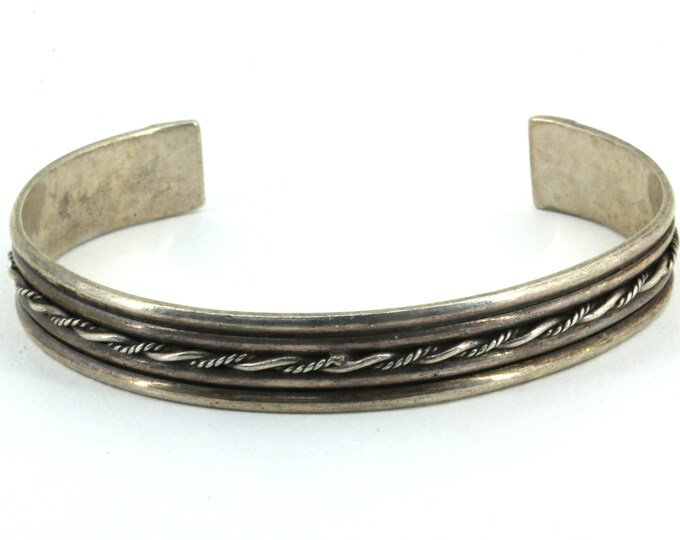 Vintage Twisted Rope Cuff Bracelet 925 Sterling Br 1630