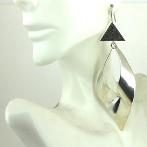 Orecchini pendenti vintage con design geometrico sorprendente in Messico Sterling 925 ER 1809