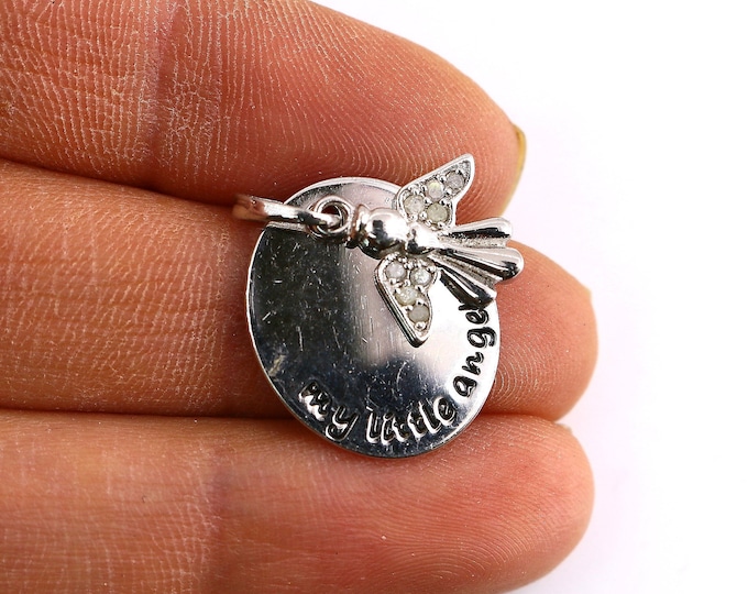 Vintage Beautiful My Little Angel Diamonds Design Pendant 925 Sterling Silver PD 2315