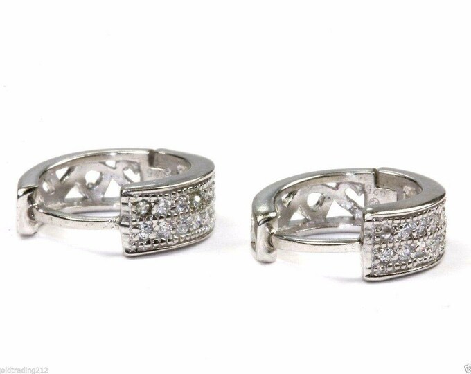 Vtg Half Crystals Petite Hoop Earrings 925 Sterling  Er 50(401742007700)