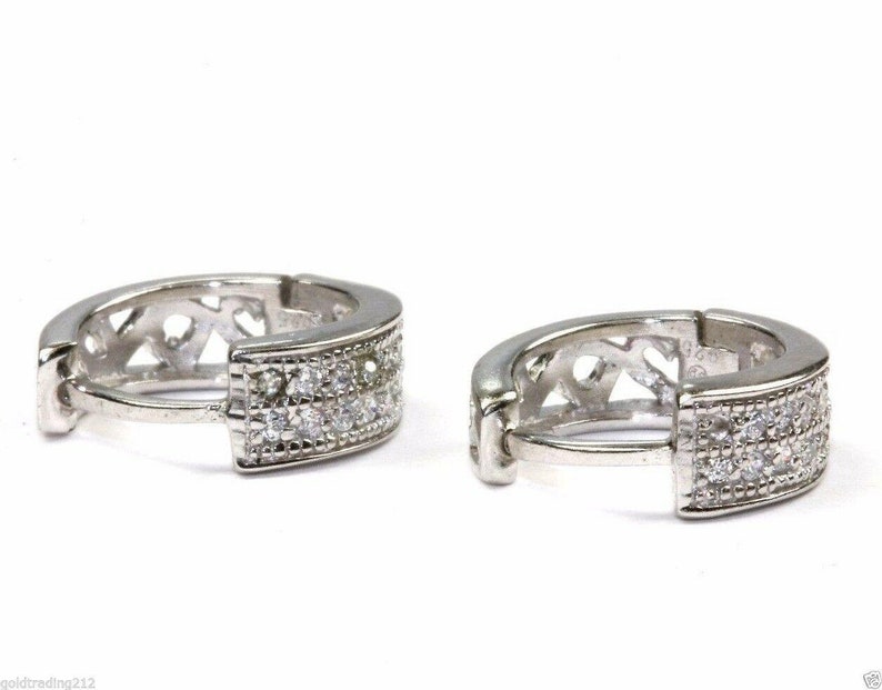 Vtg Half Crystals Petite Hoop Earrings 925 Sterling Er 50 401742007700