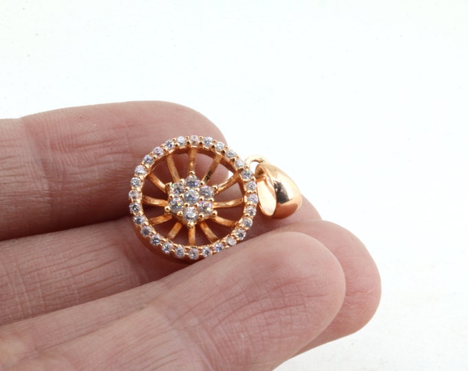 Vintage Shiny Rose Gold Plated CZ  Design Pendant 925 Sterling PD 2992