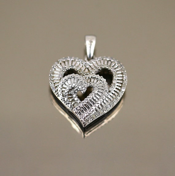 Genuine Diamond Heart Ring with Scroll Design Rhodium on Sterling Silver Genuine Diamond Heart Ring with Scroll Design Rhodium on Sterling Silver
