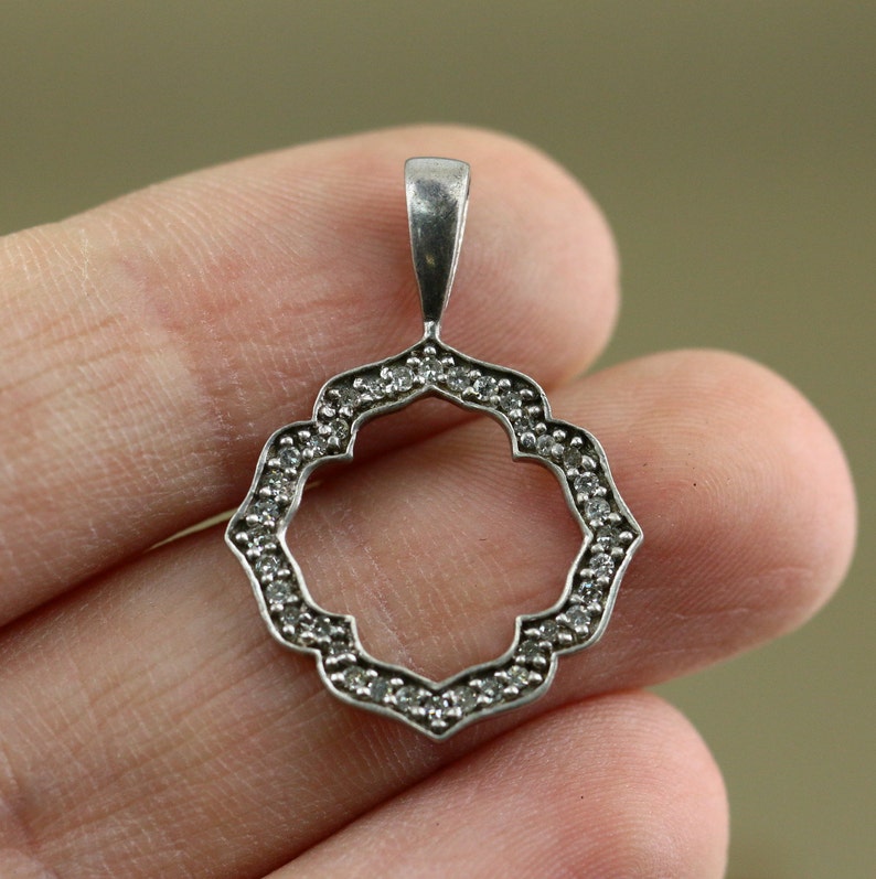 Vintage Real Diamonds Small Beautiful Arabic Flower Design Pendant 925 Sterling PD 2236E