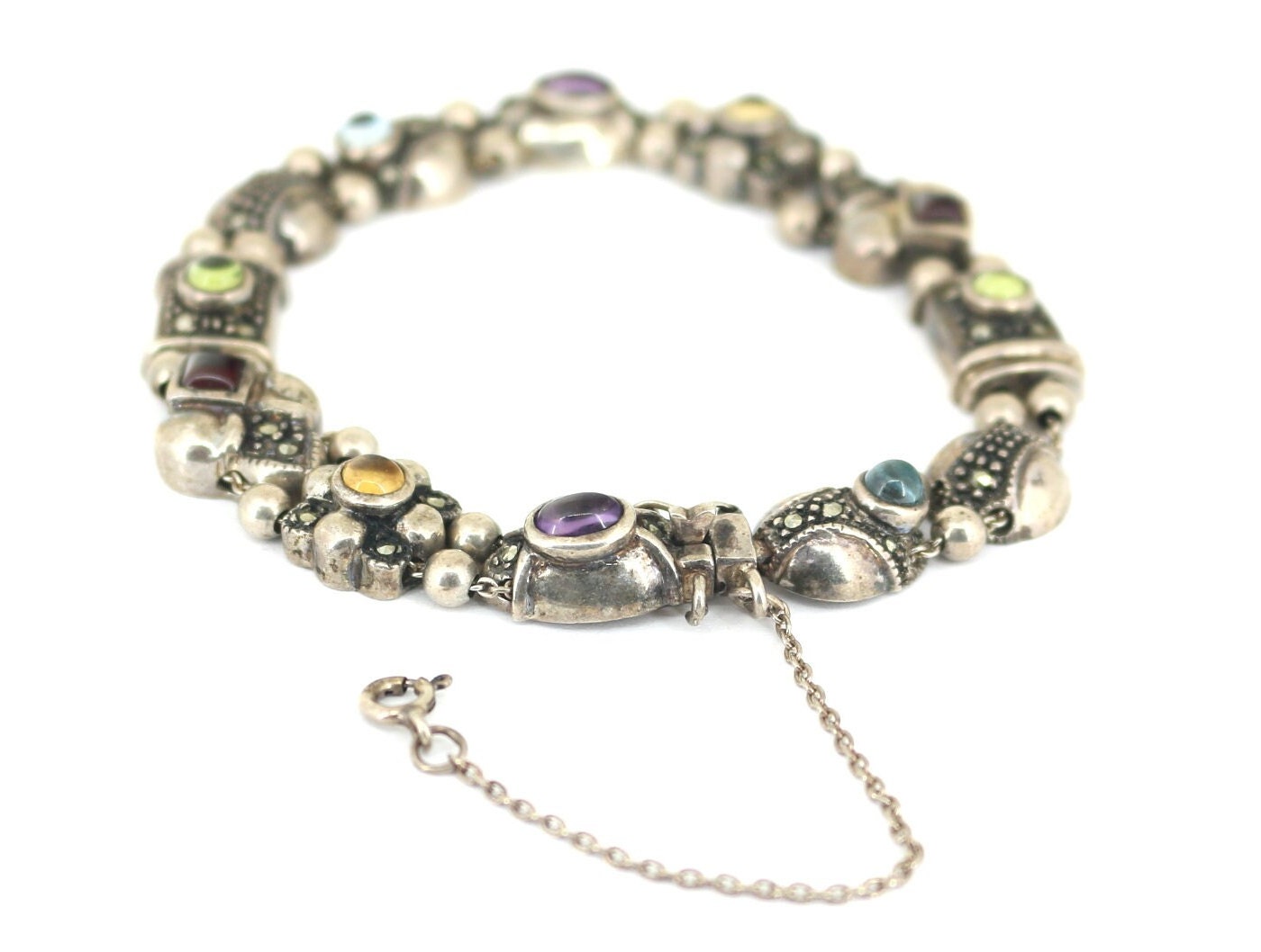 Vintage Multicolor Multi Gemstones Design Tennis Bracelet Vintage Multicolor Multi Gemstones Design Tennis Bracelet