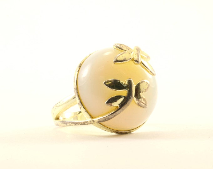 Vintage Size 7 Large Dragonfly Cocktail Ring 925 Sterling Silver RG 2869