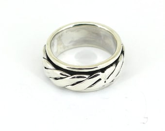 Vintage Size 8  Men Women Classic Celtic Rope Design Spinner Band Ring Sterling 925 Silver RG 2379
