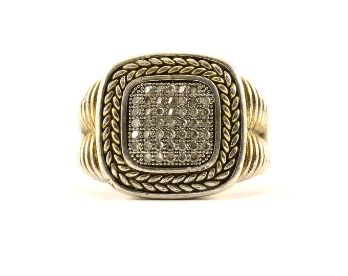 Vintage Size 12 Braided Design Crystal Ring Sterling 925 Silver Ring RG 2632