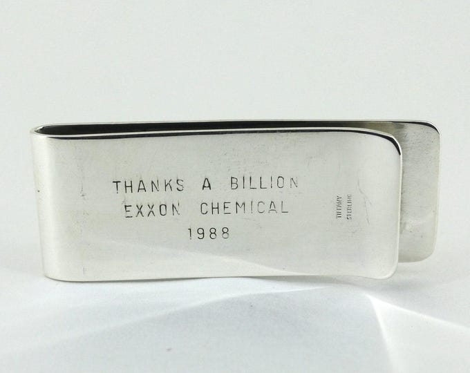 Authentic Tiffany & Co.  Thanks A Billion Exxon Chemical 1988 Money Clip Sterling 925 Silver OT 218