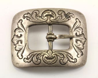 Vintage Floral Pattern Signed "E.G. Tveiten" Belt Buckle 830 Silver OT 190