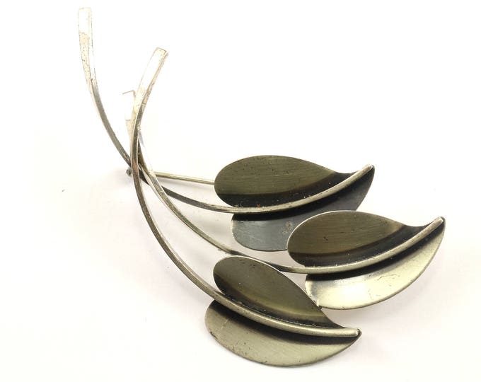Vintage Beau Designer Leaves Pin/Brooch 925 Sterling Silver BB 943