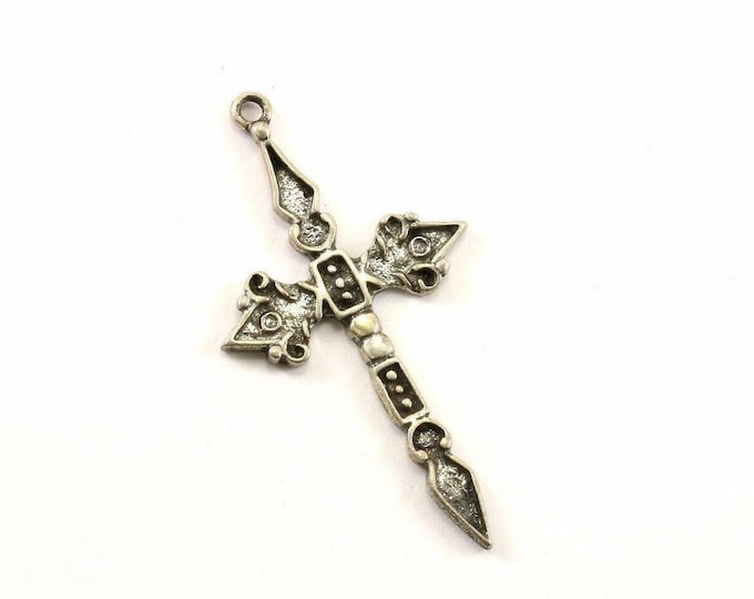 Vintage Religious Scroll Cross Pendant 925 Sterling Pd 1736