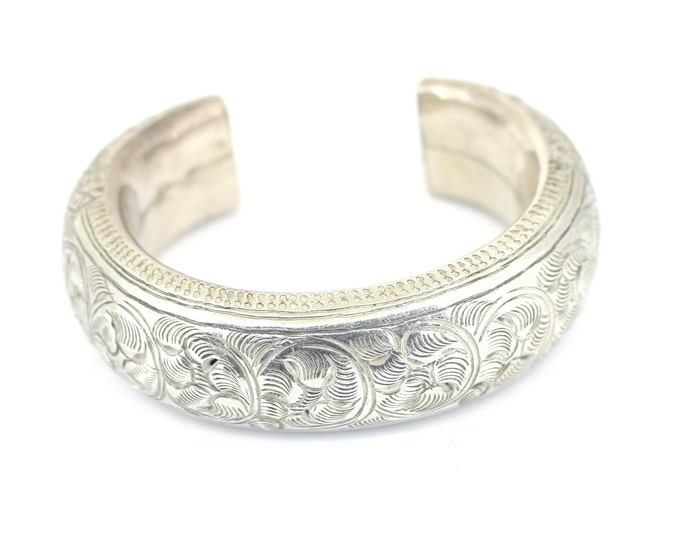 Vintage Plain Shape Mirror Wide Bracelet Bangle Cuff Bracelet Sterling Silver BR 3618
