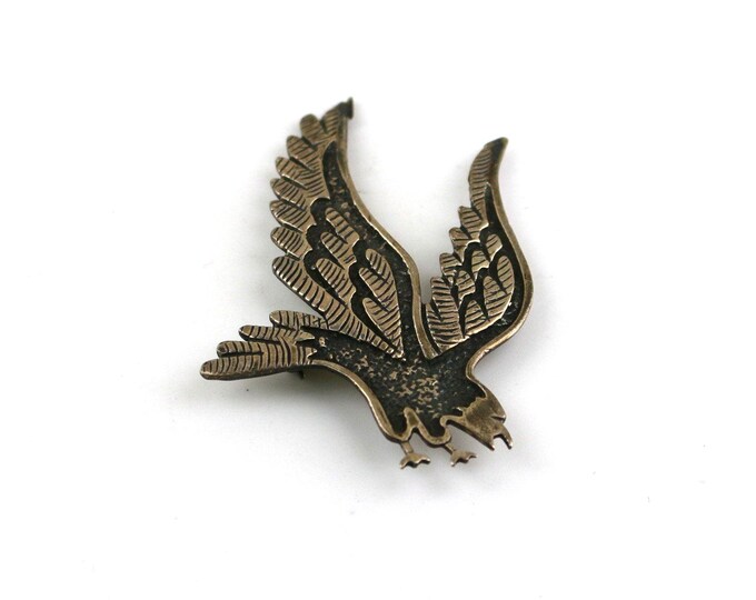 Vintage Southwestern WERO Navajo Eagle Flying Wild Bird Brooch Sterling Silver 925 BB 2273