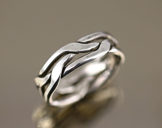 Vintage Size 13.5 Large Men Braided Twisted Design Band Ring 925 Sterling Rg 1245
