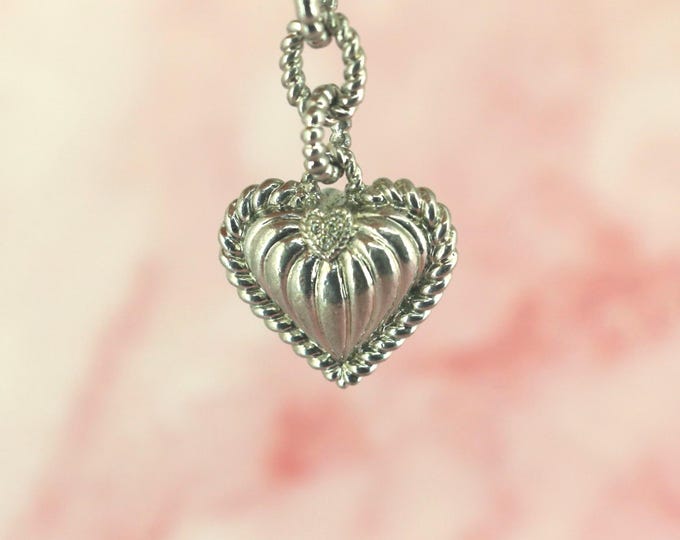Vintage Judith Ripka Heart CZ Pendant  Sterling 925 Silver PD 1217