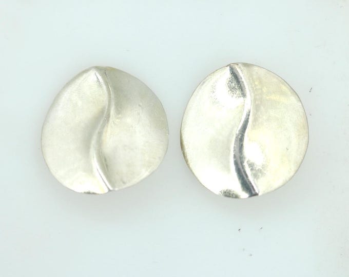 Vintage  Mexico Round Sinuous Stud  Earrings Sterling 925 ER 727