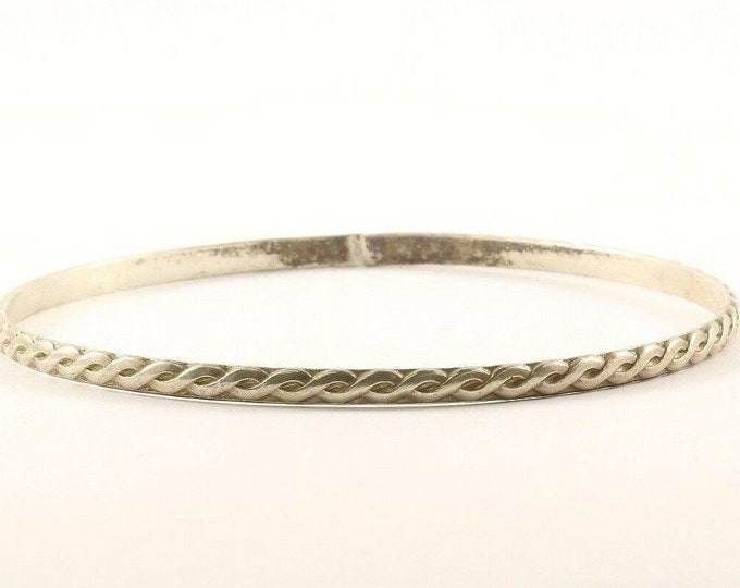 Vintage Thin Twisted Design Bangle Bracelet Sterling Silver Br 2833(123759753239)