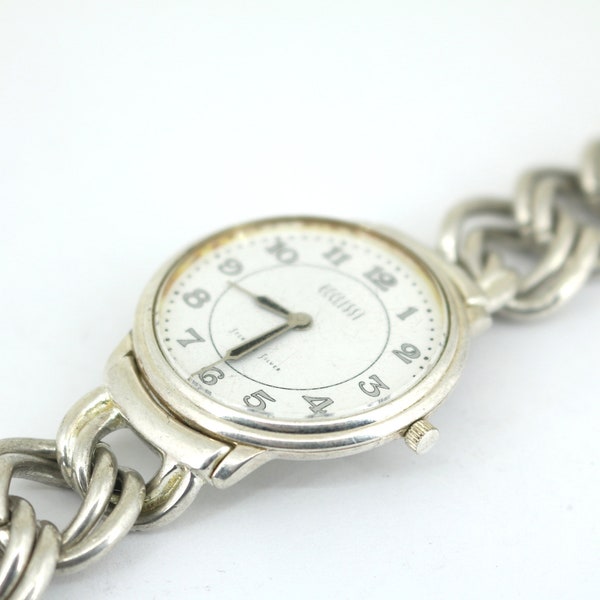 Montre Femme Vintage Le Temps - Mouvement Quartz Japonais, Pile Incluse - Boîtier Acier 24mm, Bracelet Cuir Noir - Occasion Très Bon état