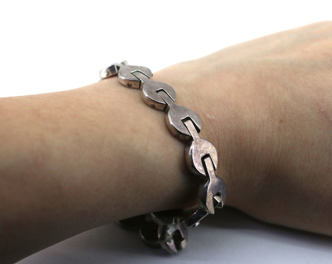 Vintage 6.75 In Heavy Men Link Bracelet Sterling Silver BR 3962