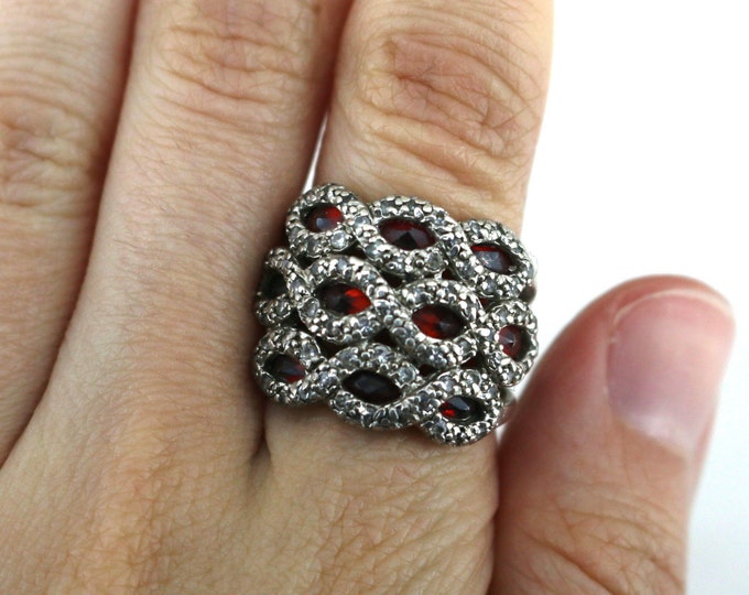 Size 5.75 CZ Wide Band Ring 925 Sterling Silver RG 1466