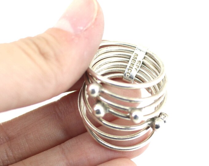 Vintage Stacker Goddess Tear Drop Set of Seven Arrow Ring 925 Sterling RG 3601