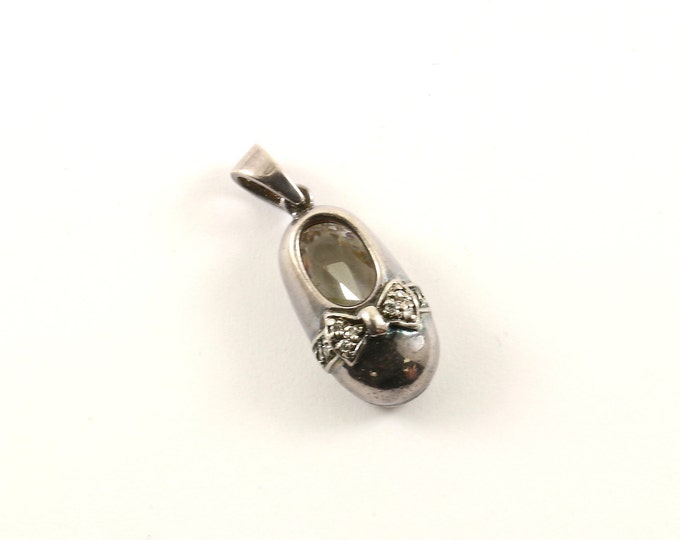 Vintage Beautiful Women Girl Shoe Crystal CZ Design Pendant 925 Sterling  PD 913