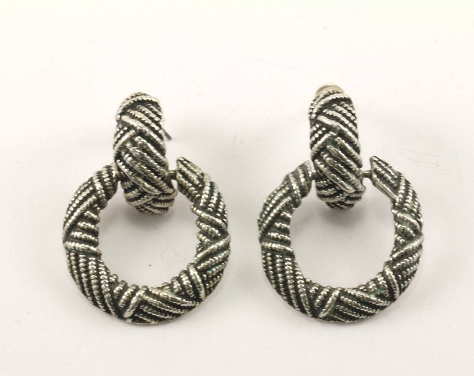 Vintage Textured Circular Stud Earrings 925 Sterling Silver ER 333-E