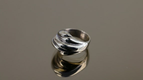 Vintage Size 6.75 Shiny SU Scroll Simple Plain De… - image 7