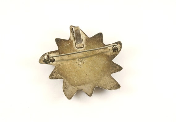 Vintage Silver Large Flower Star Design Pin/Brooc… - image 2