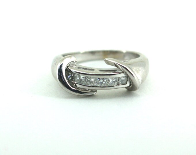 Size 6.5 14k Gold Princess Cut Natural Diamonds Beautiful Band Design Ring GRG 2