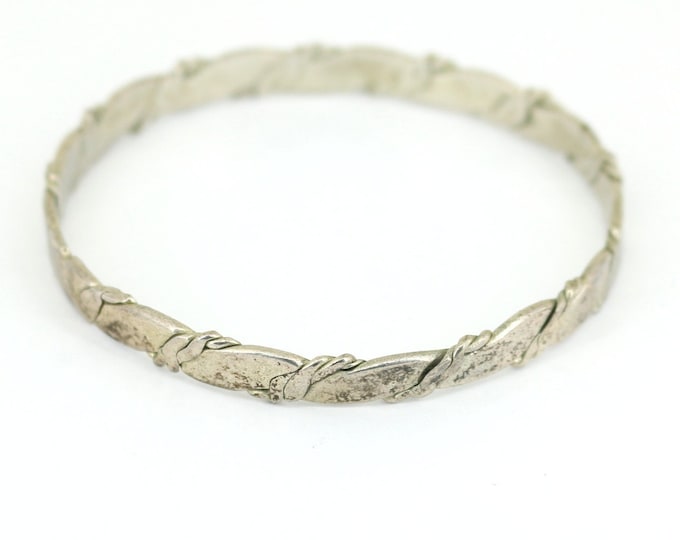 Vintage Mexico Unique Twist Bangle Bracelet Sterling Silver BR 1051
