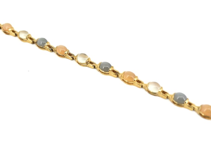 Vintage Ross Simons Gold Plated Carnelian & Topaz Link Bracelet Sterling Silver BR 3905