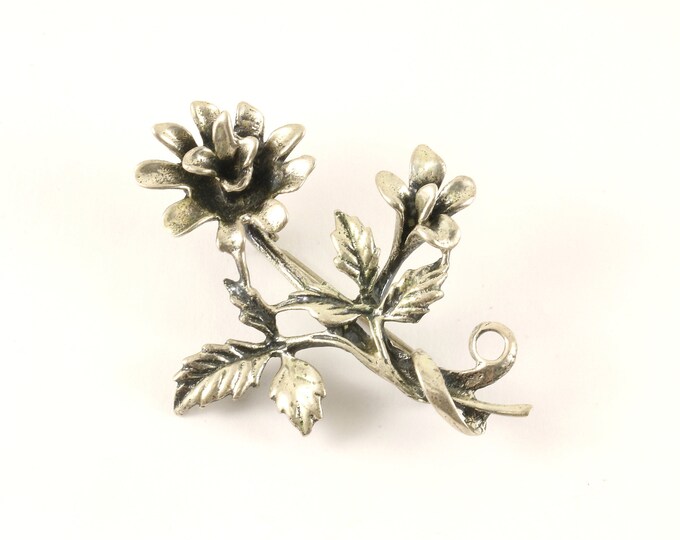 Vintage Silver Flowers Jewel Art Nature Design Pin/Brooch 925 Sterling BB 1530